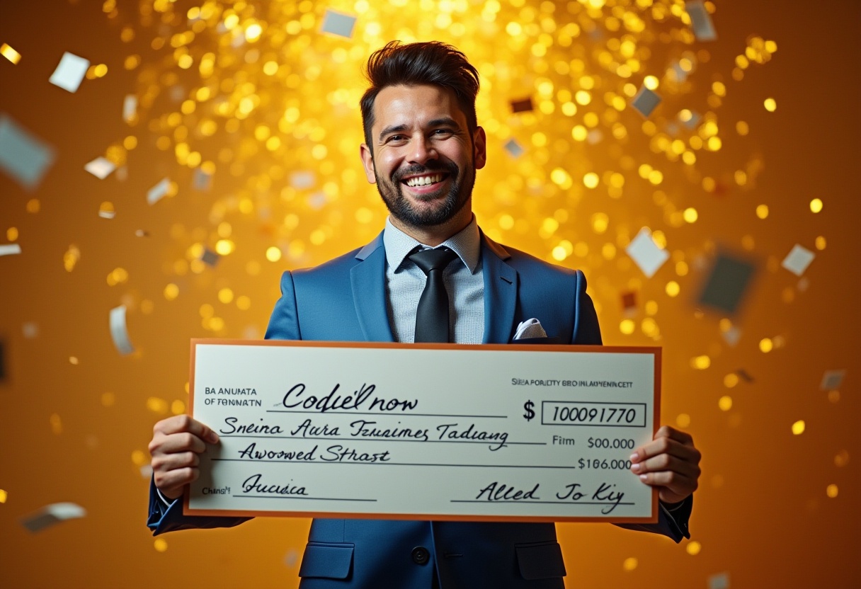 Lottery winner, gold background